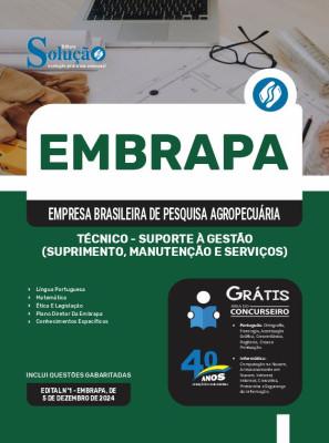 Apostila EMBRAPA em PDF 2025 - Técnico - Suporte à Gestão (Suprimento, Manutenção e Serviços)